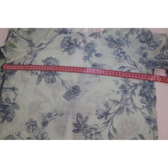Lauren Conrad Women's Mint Green Floral Print Flowy Bell Sleeve Top Size Medium‎ - Picture 8 of 11